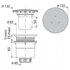 Duschablauf siphoïde Valentin D.90 Ausgang 40 mm vertikal verchromt