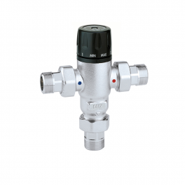 Mitigeur thermostatique CALEFFI 521, 20 x 27 (3/4") pour installations sanitaires, 30 - 65 degrés avec clapets anti-retour - Thermador - Référence fabricant : MT52120C
