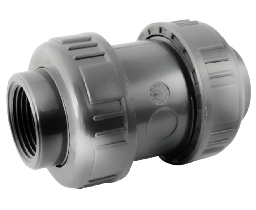 Spring-loaded check valve PVC pressure screw-in female 20x27, PN16