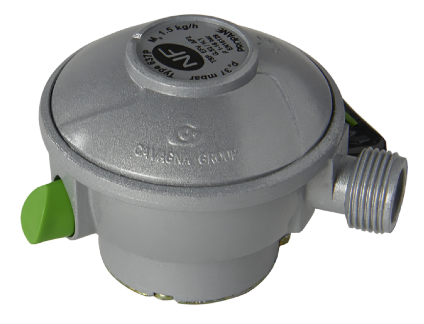 Propan-Gas-Druckminderer Quick-on-Anschluss , Durchmesser 20 mm, 20x150, 1,5kg/h, 37mbar