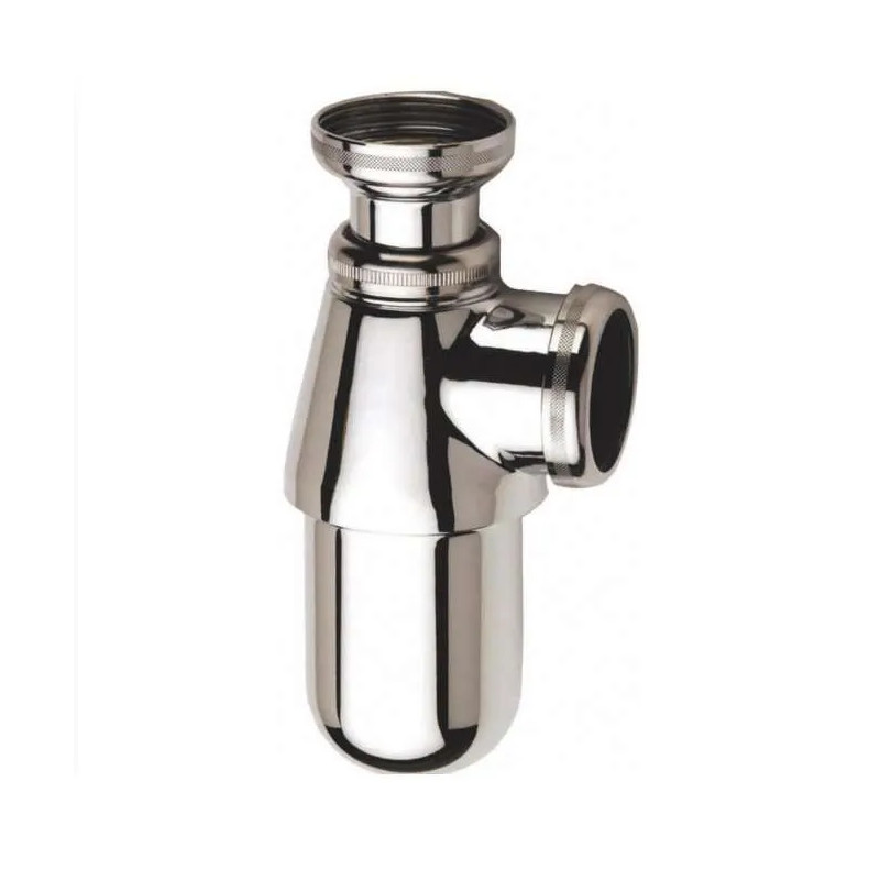 Spoelbak, messing verchroomd, PVC 40 mm, in hoogte verstelbaar