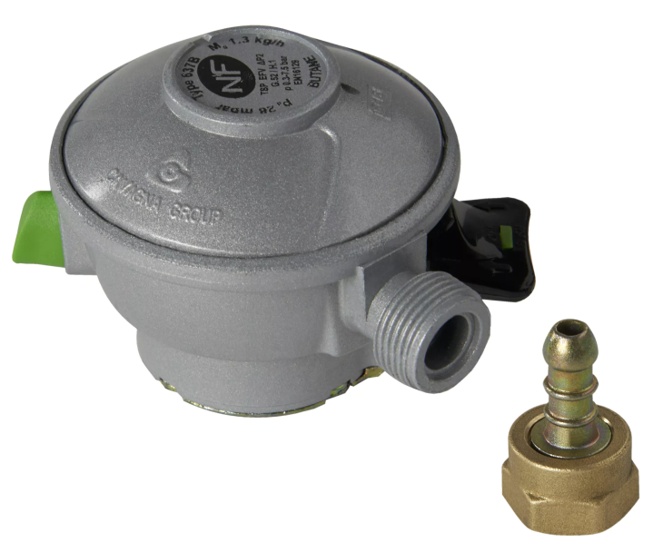 Butane pressure reducer Quick-on connection diameter 20 mm, M20x150 with nipple, 1.3 kg/h