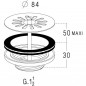 Messing afvoer voor gootstenen van steengoed en kunststof 60 mm gat, diameter 84 mm