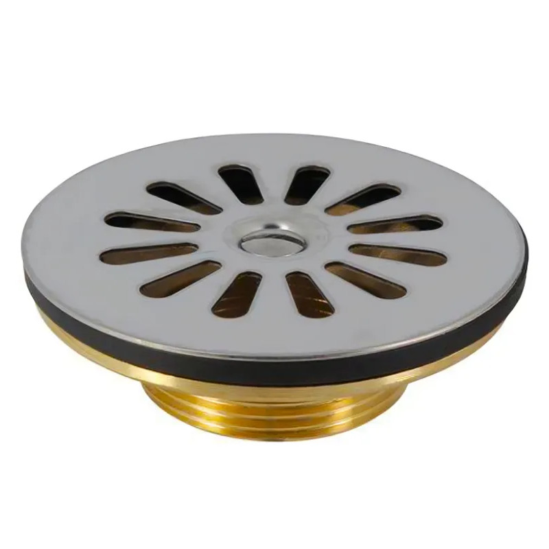 Messing afvoer voor gootstenen van steengoed en kunststof 60 mm gat, diameter 84 mm