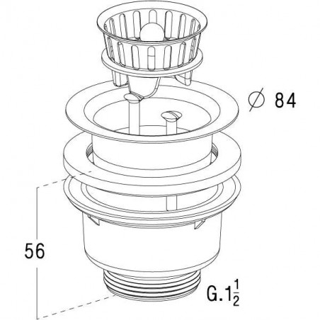 Afvoer met handmatige korf zonder overloop diameter 60 mm, 0204120