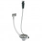 1-bak automatische afvoer met kabel, gat 90 mm, met overloop, roestvrij staal