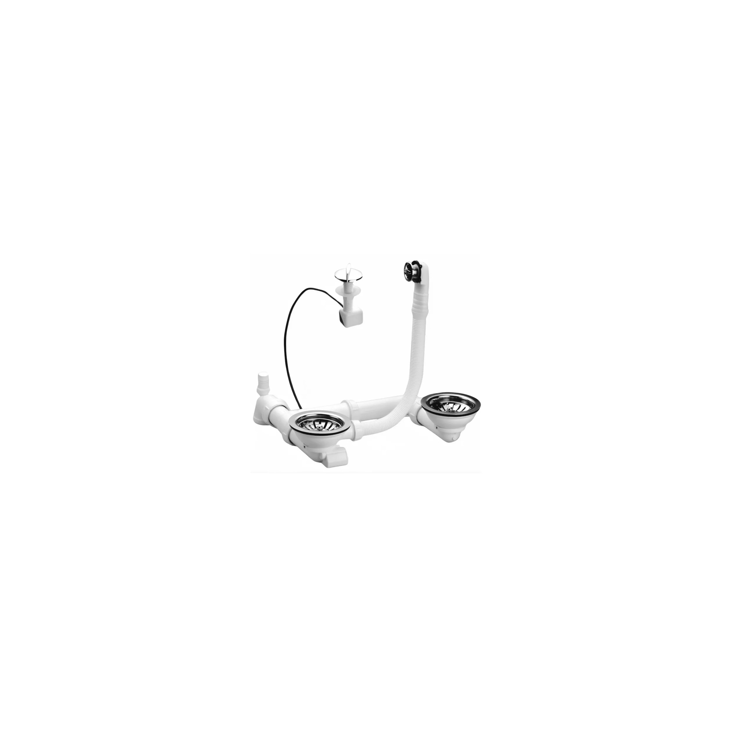 Complete automatic and manual chrome drain for double sink - 0224045