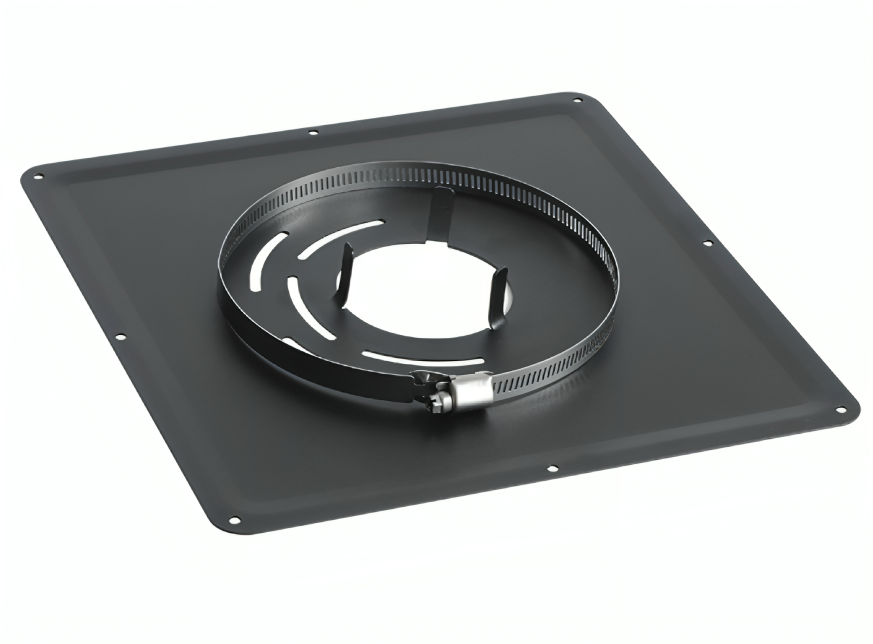 Black connecting plate 400x400 mm, diameter 140/146 mm