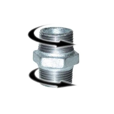 Doble boquilla macho 12x17 derecha/derecha galvanizada