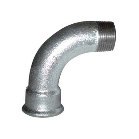 Codo maleable 90°, 33x42, macho hembra galva radio grande
