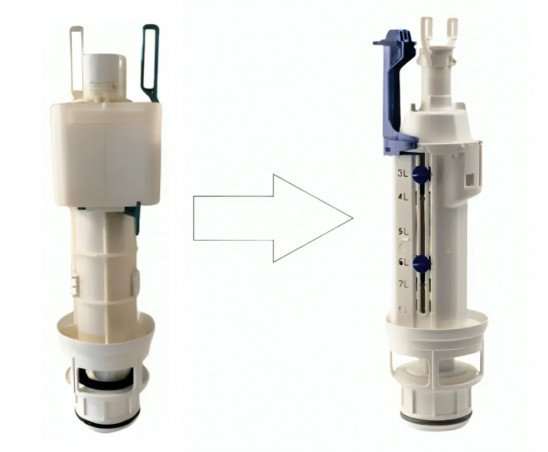 Flush mechanism concealed cistern for wall-hung toilet ROCA Galiléo Duo, dual volume