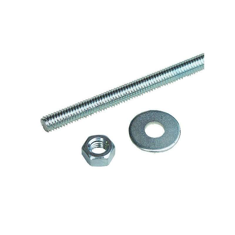 Zinc-plated steel threaded rod 6x20cm, 3 pcs.