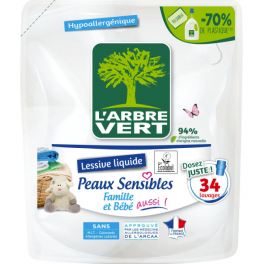 Recambio de detergente líquido para pieles sensibles 1,5L. - L'ARBRE VERT - Référence fabricant : 884156