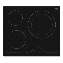 Plaque de cuisson encastrable, table vitrocéramique 3 zones à touches sensitives, noire - nord inox - Référence fabricant : TVS635