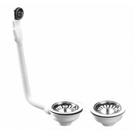 Set of chrome drain plugs with and without overflow for double sink - 0204168 - NICOLL - Référence fabricant : 515
