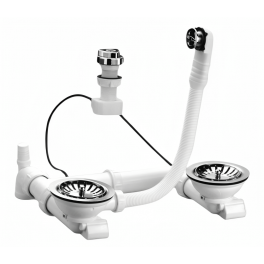 Complete automatic drain chrome for double sink - 0204115 - NICOLL - Référence fabricant : 534