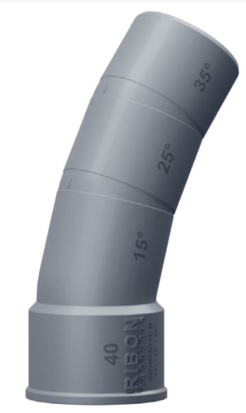 Multi-angle elbow 15°/25°/35° male female PVC diameter 40mm.