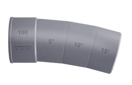 Codo multiángulo 5°/10°/15° macho hembra PVC diámetro 100mm.