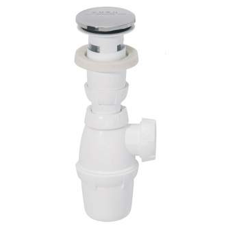 Washbasin drain with overflow, quick-clac valve and siphon.
