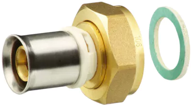 Multilayer brass fitting with female swivel nut 15x21/20mm.