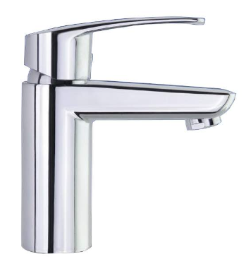 New fly" basin mixer, 158mm high, with pop-up waste.
