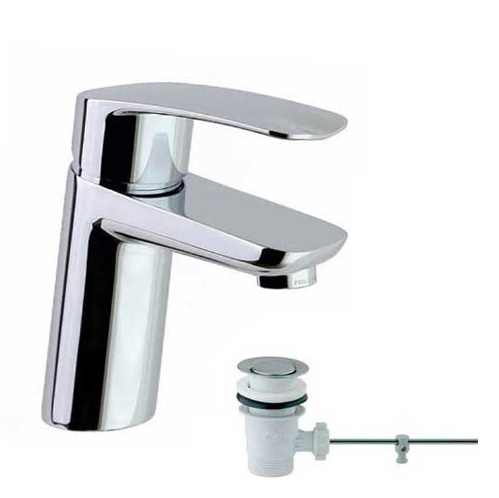 New fly" basin mixer, 151mm high, with pop-up waste.