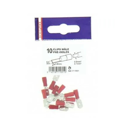 Männliche Clips rot Durchmesser 6.3 mm - 10 Stück 
