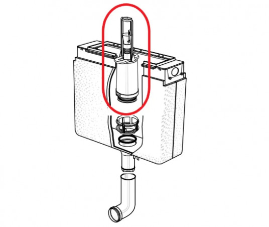 Mécanisme de chasse réservoir WC encastré, simple volume