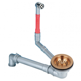 Satin bronze sink drain, space-saving with overflow, diameter 90 mm - Lira - Référence fabricant : 1745.580