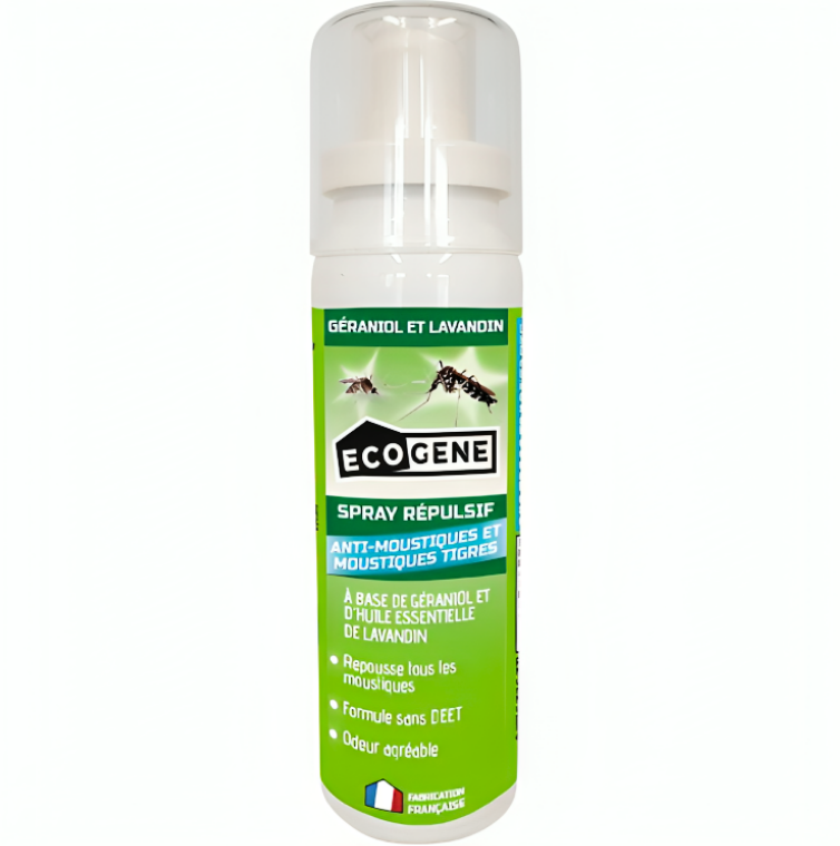 Spray repellente per zanzare e tigri con geraniolo e lavandina, 100 ml