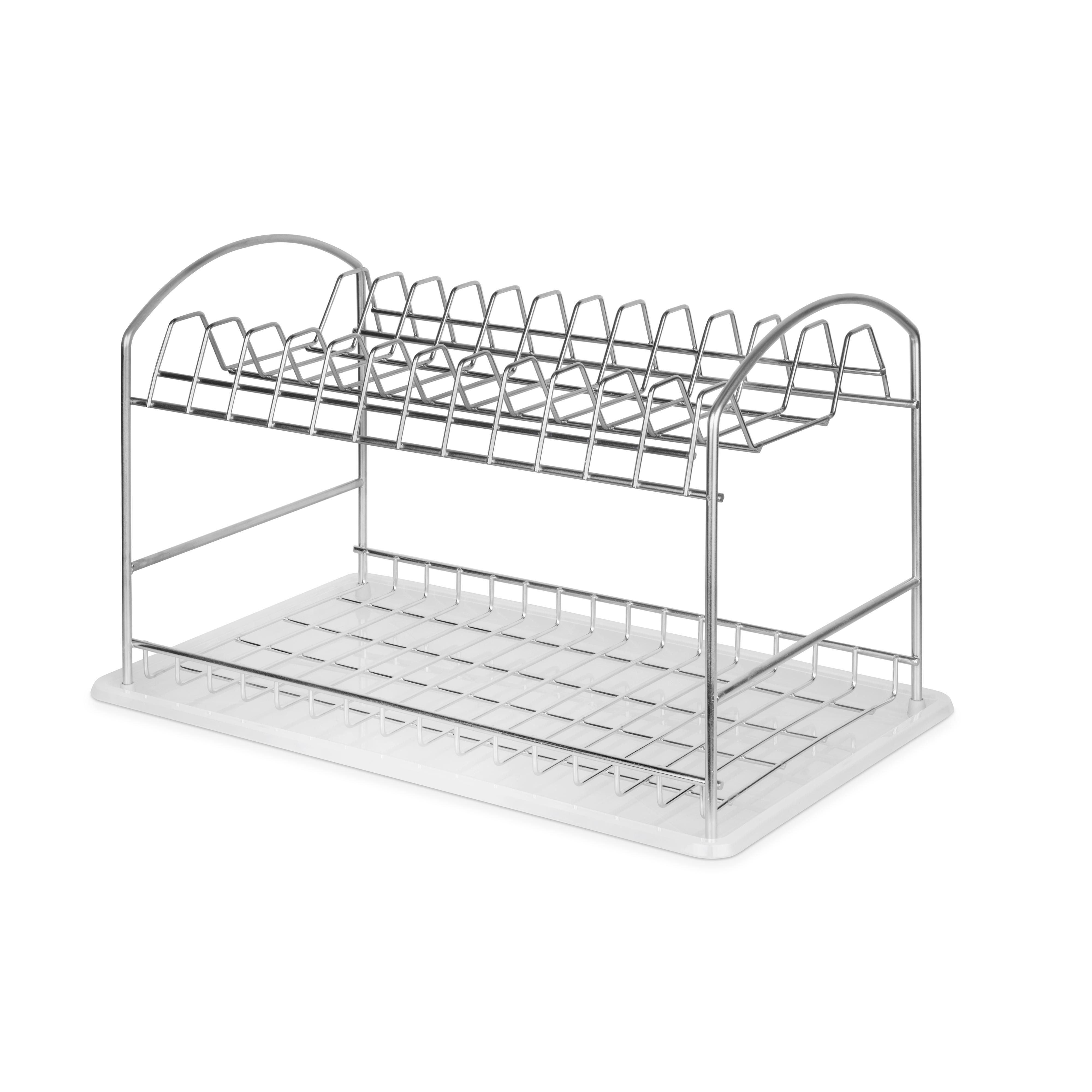 <span class='notranslate' data-dgexclude>Suprastar</span>dish drainer in chrome-plated steel with white plastic tray, 435 x 270 