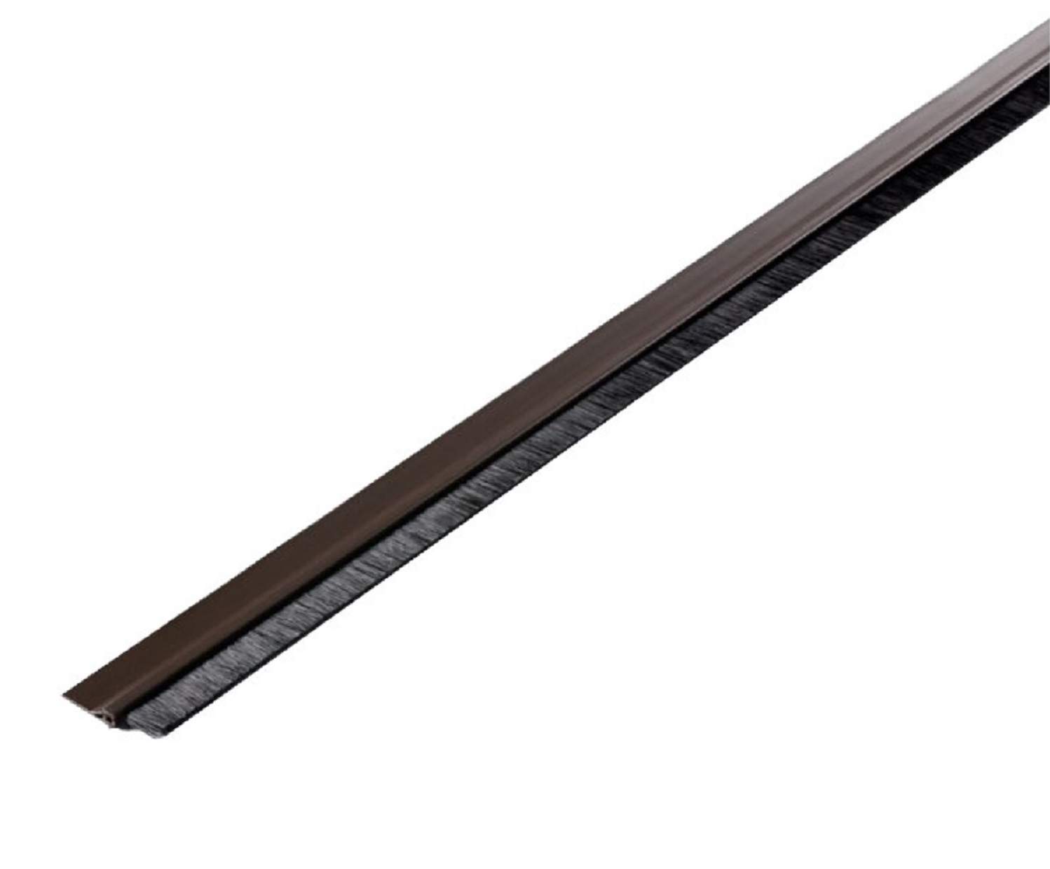 Adhesive brown door sill in rigid PVC with soft brush, 100 cm