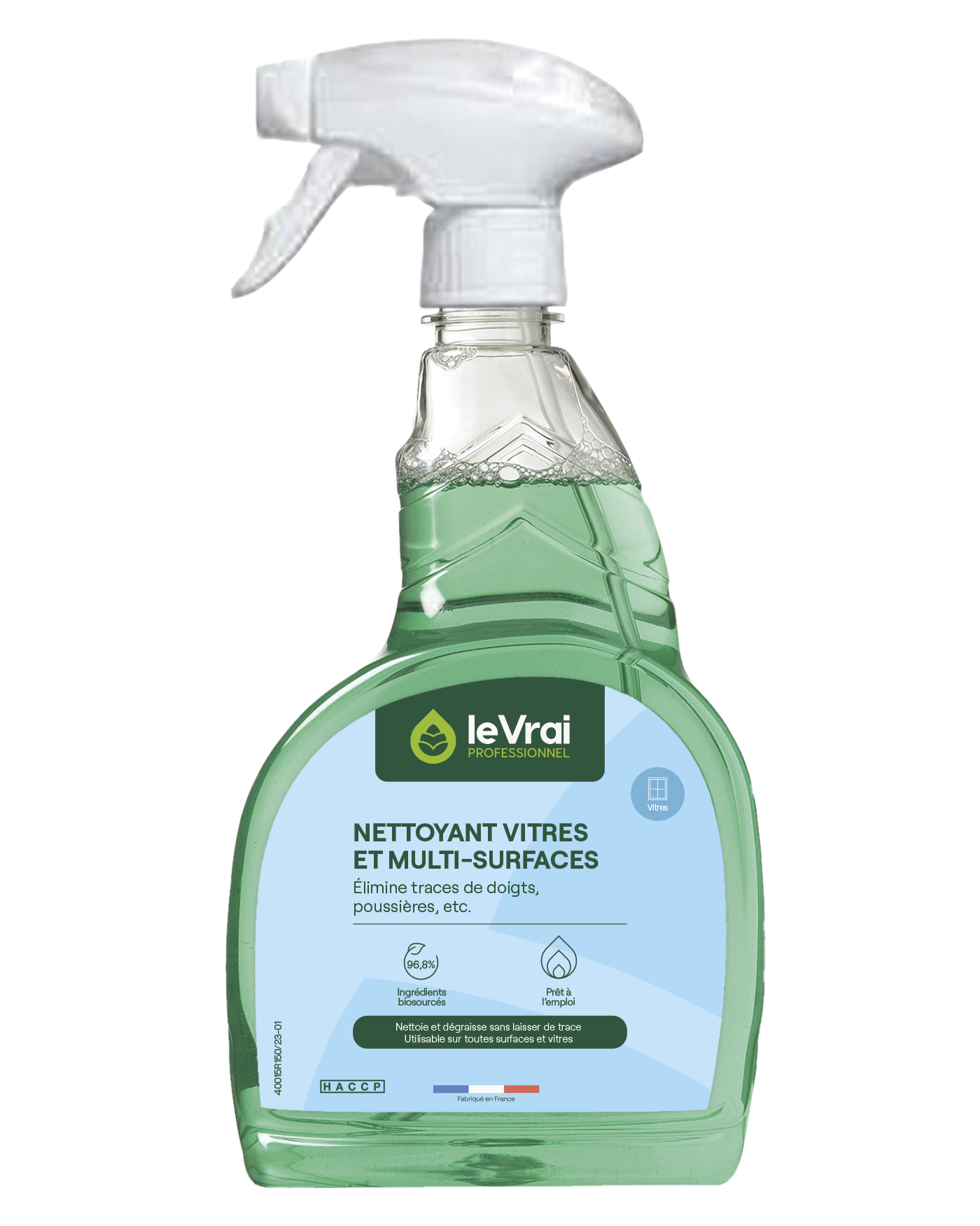 Detergente per vetri e multisuperfici, spray da 750 ml.