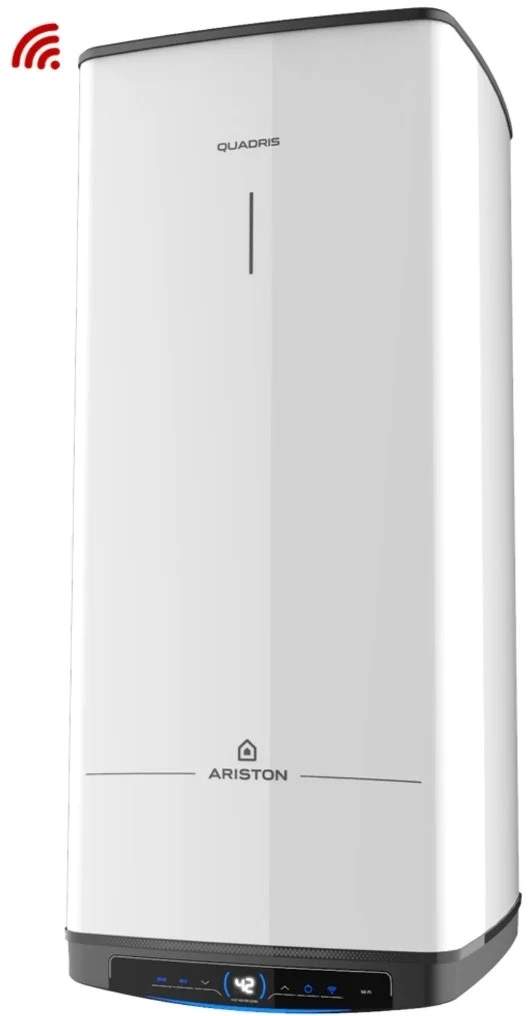 Quadris Wifi 100-litre square electric water heater.