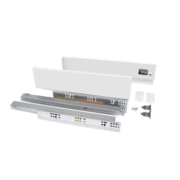 Kit de tiroir Vertex 40kg, hauteur 83mm, profondeur 45mm, en acier blanc.