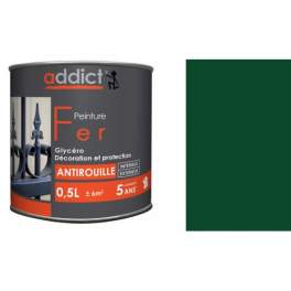 Pintura de hierro antioxidante, verde musgo, de 2,5 litros, interior y exterior. - Addict' Peinture - Référence fabricant : ADD111398