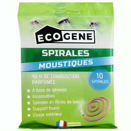 Anti-mosquito spiral with geraniol 40h, 10 pieces - ECOGENE - Référence fabricant : 220855
