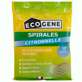 Anti-mosquito spiral with citronella 40h, 10 pieces - ECOGENE - Référence fabricant : 220863