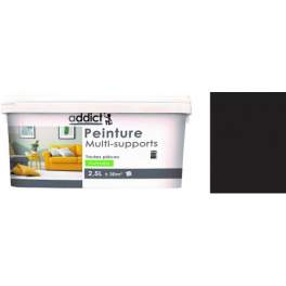 Acrylfarbe für verschiedene Untergründe zur Innendekoration, seidenmatt schwarz, 2,5 Liter. - Addict' Peinture - Référence fabricant : ADD112919