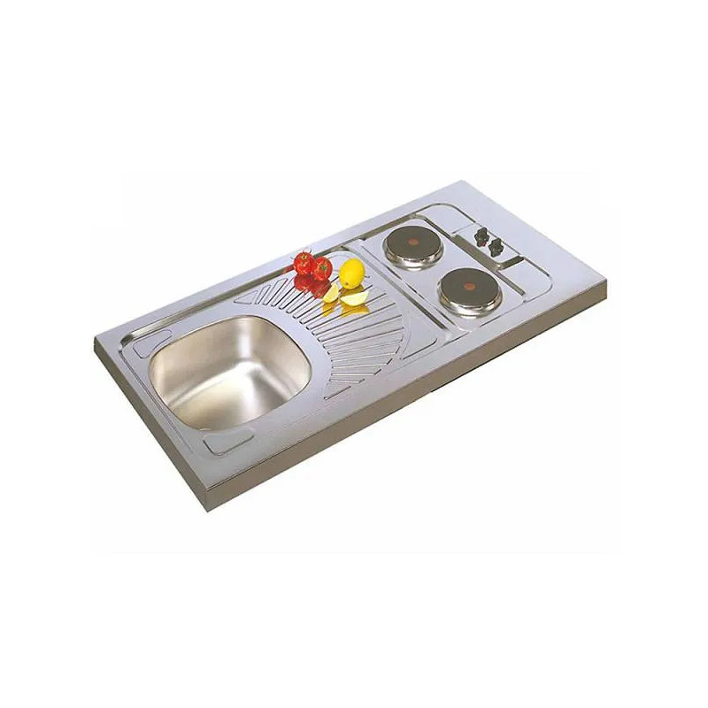 Kit spoelbak 100 x 60, met Domino 2 elektrische branders