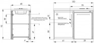 METALLINE 120cm keukenblok met kookplaat en koelkast, aluminium met poedercoating