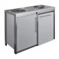 METALLINE 120cm keukenblok met kookplaat en koelkast, aluminium met poedercoating