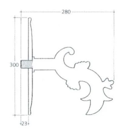 Pico de pared para fuente, con roseta, para fuente (hembra 20x27)