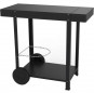 Zwart gepoedercoat stalen trolley met twee planken Zwart gepoedercoat stalen trolley met twee planken