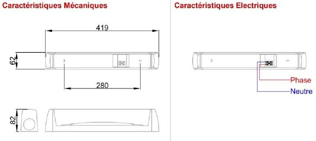 Applique linote Xeriane DIF S19 avec interrupteur
