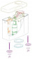 Spoelmechanisme met twee volumes, aangrenzend toiletreservoir met hendelbediening
