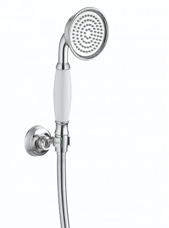 Ensemble douchette 1 jet retro avec flexible et support mural articulé