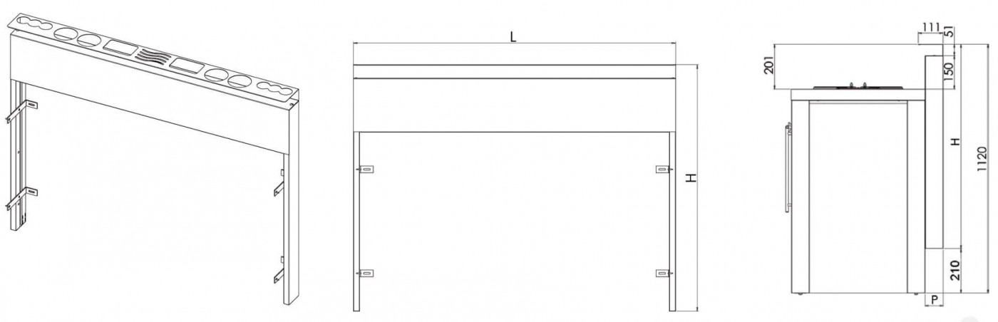 Kit di installazione 120 cm in acciaio inossidabile