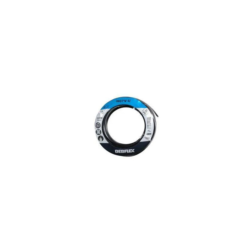 Fasedraad zwart H07V U, geleider 2,5 mm², 450/750 V, spoel van 25 m