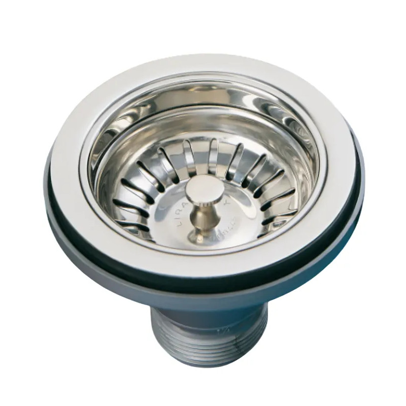 90 mm gootsteenafvoer, handmatige korf, 115 mm roestvrijstalen bak, zonder overloop